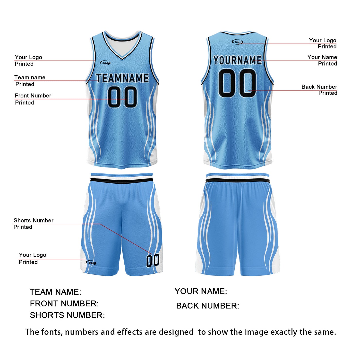 Custom Blue White Reversible Basketball Suit for Adults and Kids Personalized Jersey
