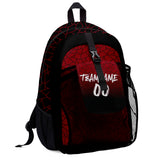 Customize Red Black Sports Backpacks Featuring Personalized Names, Numbers and Logos