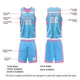 Custom Blue Pink Reversible Basketball Suit for Adults and Kids Personalized Jersey