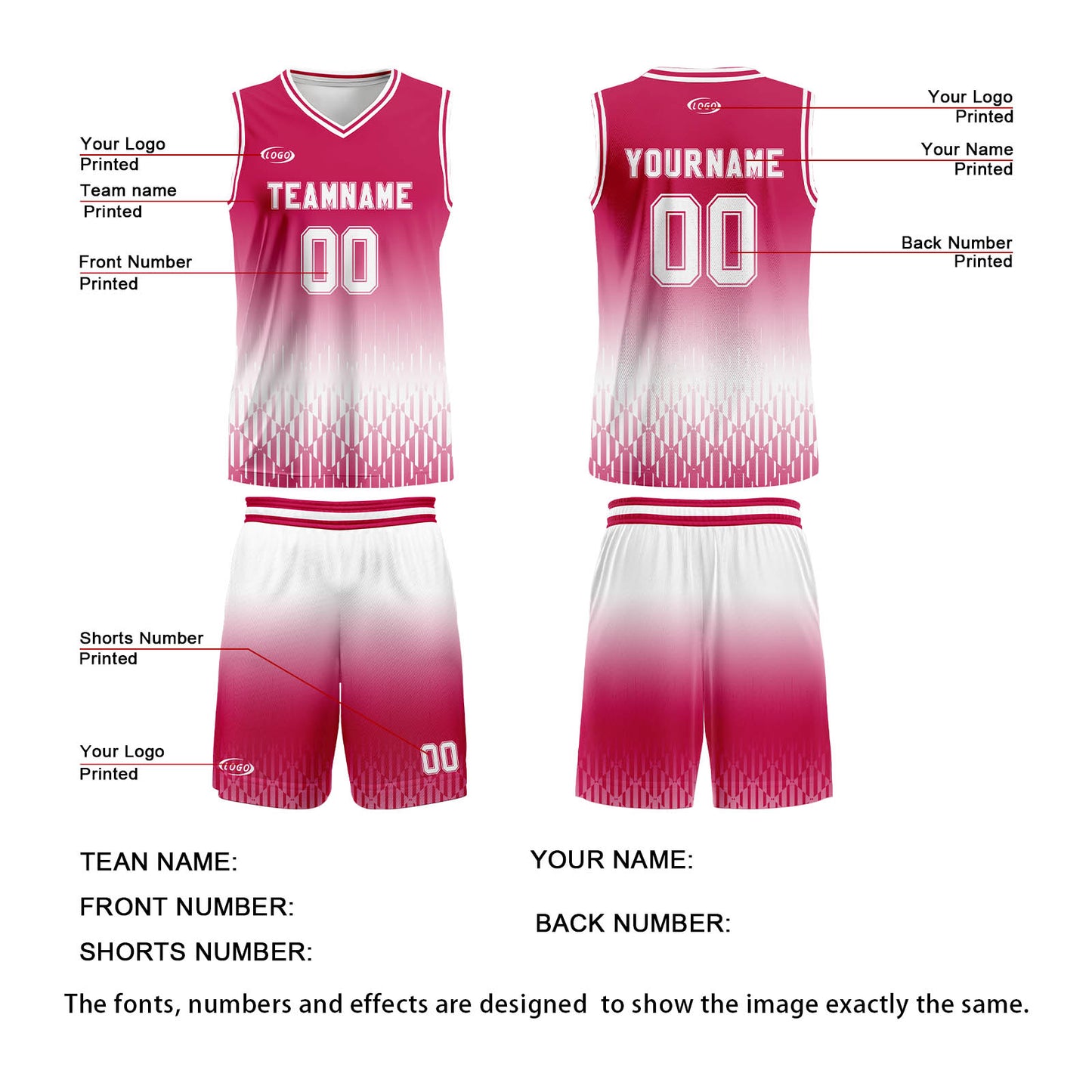 Custom Red White Gradient Basketball Jersey Uniform Suit Printed Your Logo Name Number