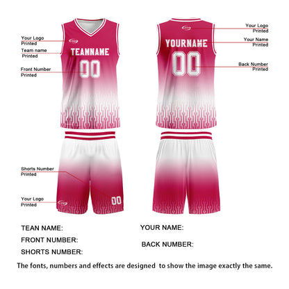 Custom Red White Gradient Basketball Jersey Uniform Suit Printed Your Logo Name Number