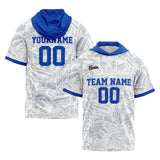 Custom White Blue Short Sleeve Hoodies for Men Women Shirts with Hoods Printed Name Logo