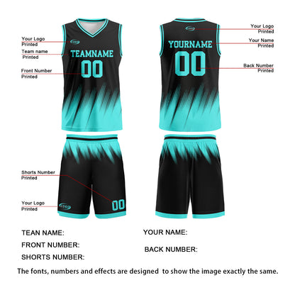Custom Black Teal Basketball Jersey Uniform Suit Printed Your Logo Name Number