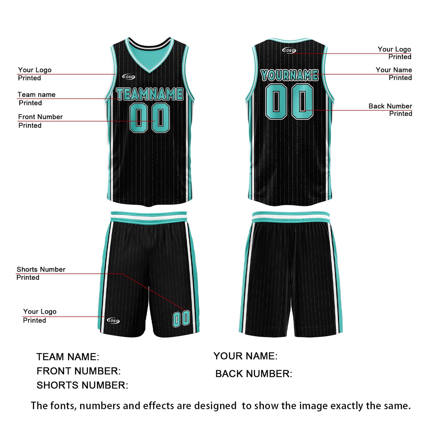 Custom Black Cyan Reversible Basketball Suit for Adults and Kids Personalized Jersey
