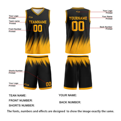 Custom Black Yellow Basketball Jersey Uniform Suit Printed Your Logo Name Number