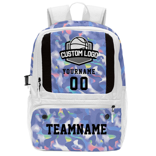 Custom White Basketball Soccer Backpack Personalized Player Names - Numbers & Team Logo #150-BP-0914-0028