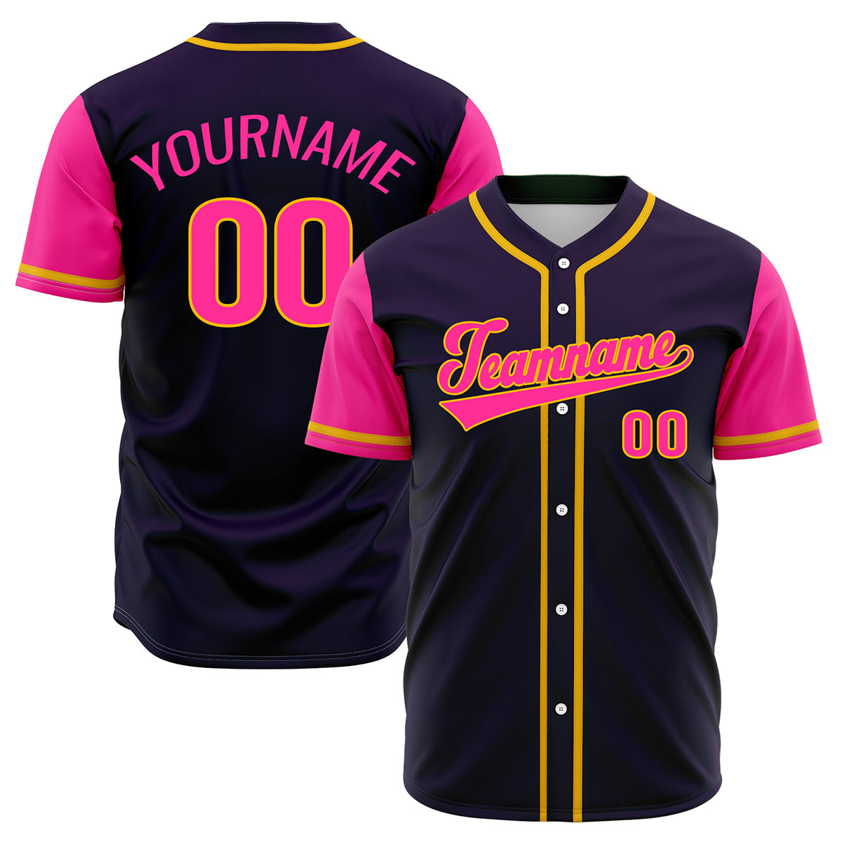 Custom Dark Purple Pink Hip Hop Baseball Jersey Stitched Printed - Personalized Name Number Shirts #BB-0919-0058