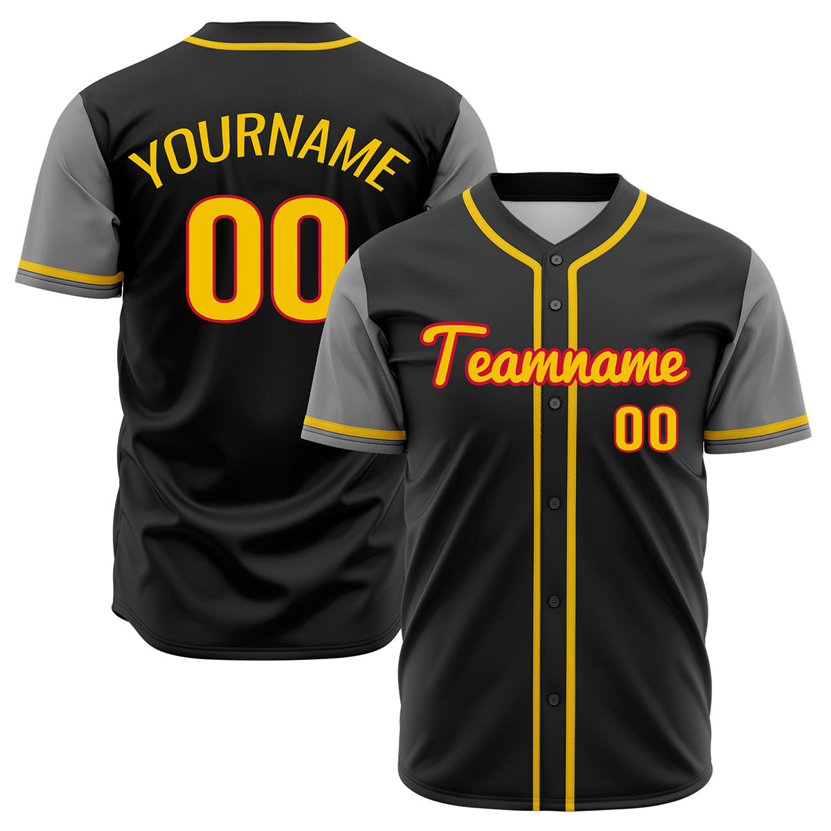 Custom Black Gray Hip Hop Baseball Jersey Stitched Printed - Personalized Name Number Shirts #BB-0919-0042