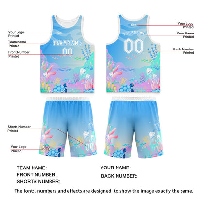 Custom Blue Light White Purple Green Thin Strap Basketball Jersey - Breathable Mesh Training Uniform for Adults & Youth