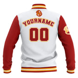 Custom White Red Yellow Waterproof Varsity Jackets Personalized Stitched Name Number Logo to Letterman Jackets