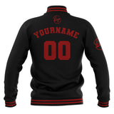 Custom Black Red Waterproof Varsity Jackets Personalized Stitched Name Number Logo to Letterman Jackets