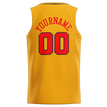 Custom Stitched Basketball Jersey for Men, Women And Kids Yellow-Red-Navy