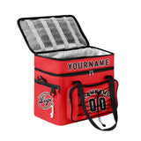 Custom Red Black All-Over Print Double Layer Insulated Cooler Bag - Waterproof 600D Oxford Picnic Tote for Team Events & Outdoor BBQ