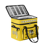 Custom Yellow Black Double Layer Insulated Cooler Bag - 600D Oxford Waterproof Picnic Tote for Camping, Hiking & BBQ - Large Capacity Thermal Lunch Bag