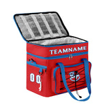 Portable Double Layer Cooler Bag - Waterproof Insulated Picnic Tote for Camping & Family Outings Red Blue