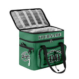 Custom Green Black All-Over Print Double Layer Insulated Cooler Bag - Waterproof 600D Oxford Picnic Tote for Team Events & Outdoor BBQ