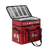 Portable Double Layer Cooler Bag - Waterproof Insulated Picnic Tote for Camping & Family Outings Red Black