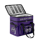 Custom Purple Black All-Over Print Double Layer Insulated Cooler Bag - Waterproof 600D Oxford Picnic Tote for Team Events & Outdoor BBQ