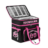 Portable Double Layer Cooler Bag - Waterproof Insulated Picnic Tote for Camping & Family Outings Black Pink