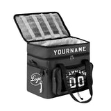 Custom Grey Black All-Over Print Double Layer Insulated Cooler Bag - Waterproof 600D Oxford Picnic Tote for Team Events & Outdoor BBQ