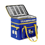 Custom Blue Yellow Double Layer Insulated Cooler Bag - 600D Oxford Waterproof Picnic Tote for Camping, Hiking & BBQ - Large Capacity Thermal Lunch Bag