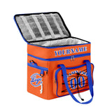 Custom Orange Blue All-Over Print Double Layer Insulated Cooler Bag - Waterproof 600D Oxford Picnic Tote for Team Events & Outdoor BBQ