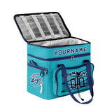 Custom Cyan Blue All-Over Print Double Layer Insulated Cooler Bag - Waterproof 600D Oxford Picnic Tote for Team Events & Outdoor BBQ