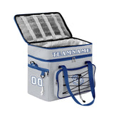 Custom Gray Dark Blue Double Layer Insulated Cooler Bag - 600D Oxford Waterproof Picnic Tote for Camping, Hiking & BBQ - Large Capacity Thermal Lunch Bag