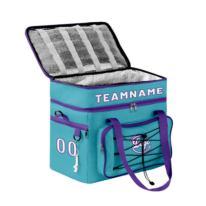 Custom Teal Purple Double Layer Insulated Cooler Bag - 600D Oxford Waterproof Picnic Tote for Camping, Hiking & BBQ - Large Capacity Thermal Lunch Bag