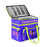 Custom Purple Fluorescent Green Double Layer Insulated Cooler Bag - 600D Oxford Waterproof Picnic Tote for Camping, Hiking & BBQ - Large Capacity Thermal Lunch Bag
