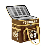 Custom Brown Yellow All-Over Print Double Layer Insulated Cooler Bag - Waterproof 600D Oxford Picnic Tote for Team Events & Outdoor BBQ