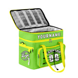 Custom Green Yellow All-Over Print Double Layer Insulated Cooler Bag - Waterproof 600D Oxford Picnic Tote for Team Events & Outdoor BBQ