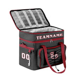 Custom Gray Red Double Layer Insulated Cooler Bag - 600D Oxford Waterproof Picnic Tote for Camping, Hiking & BBQ - Large Capacity Thermal Lunch Bag