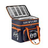 Portable Double Layer Cooler Bag - Waterproof Insulated Picnic Tote for Camping & Family Outings Blue Orange