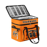 Custom Orange Black All-Over Print Double Layer Insulated Cooler Bag - Waterproof 600D Oxford Picnic Tote for Team Events & Outdoor BBQ
