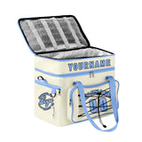 Custom Cream Blue All-Over Print Double Layer Insulated Cooler Bag - Waterproof 600D Oxford Picnic Tote for Team Events & Outdoor BBQ