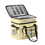 Custom Yellow Black All-Over Print Double Layer Insulated Cooler Bag - Waterproof 600D Oxford Picnic Tote for Team Events & Outdoor BBQ