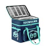 Portable Double Layer Cooler Bag - Waterproof Insulated Picnic Tote for Camping & Family Outings Blue Cyan