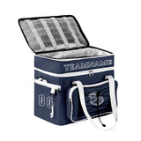 Portable Double Layer Cooler Bag - Waterproof Insulated Picnic Tote for Camping & Family Outings Navy White