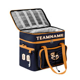 Portable Double Layer Cooler Bag - Waterproof Insulated Picnic Tote for Camping & Family Outings Navy Orange