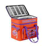 Custom Orange Purple All-Over Print Double Layer Insulated Cooler Bag - Waterproof 600D Oxford Picnic Tote for Team Events & Outdoor BBQ