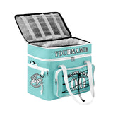 Custom Cyan White All-Over Print Double Layer Insulated Cooler Bag - Waterproof 600D Oxford Picnic Tote for Team Events & Outdoor BBQ