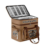 Custom Brown Black All-Over Print Double Layer Insulated Cooler Bag - Waterproof 600D Oxford Picnic Tote for Team Events & Outdoor BBQ