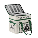 Custom Grey Green All-Over Print Double Layer Insulated Cooler Bag - Waterproof 600D Oxford Picnic Tote for Team Events & Outdoor BBQ