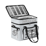 Custom Grey Black All-Over Print Double Layer Insulated Cooler Bag - Waterproof 600D Oxford Picnic Tote for Team Events & Outdoor BBQ