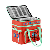 Custom Orange Cyan Double Layer Insulated Cooler Bag - 600D Oxford Waterproof Picnic Tote for Camping, Hiking & BBQ - Large Capacity Thermal Lunch Bag