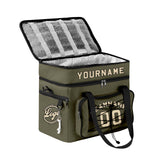 Portable Double Layer Cooler Bag - Waterproof Insulated Picnic Tote for Camping & Family Outings Army Green Black