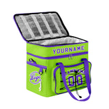 Custom Green Purple All-Over Print Double Layer Insulated Cooler Bag - Waterproof 600D Oxford Picnic Tote for Team Events & Outdoor BBQ