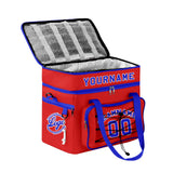 Custom Red Blue All-Over Print Double Layer Insulated Cooler Bag - Waterproof 600D Oxford Picnic Tote for Team Events & Outdoor BBQ