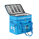 Portable Double Layer Cooler Bag - Waterproof Insulated Picnic Tote for Camping & Family Outings Teal Dark Blue